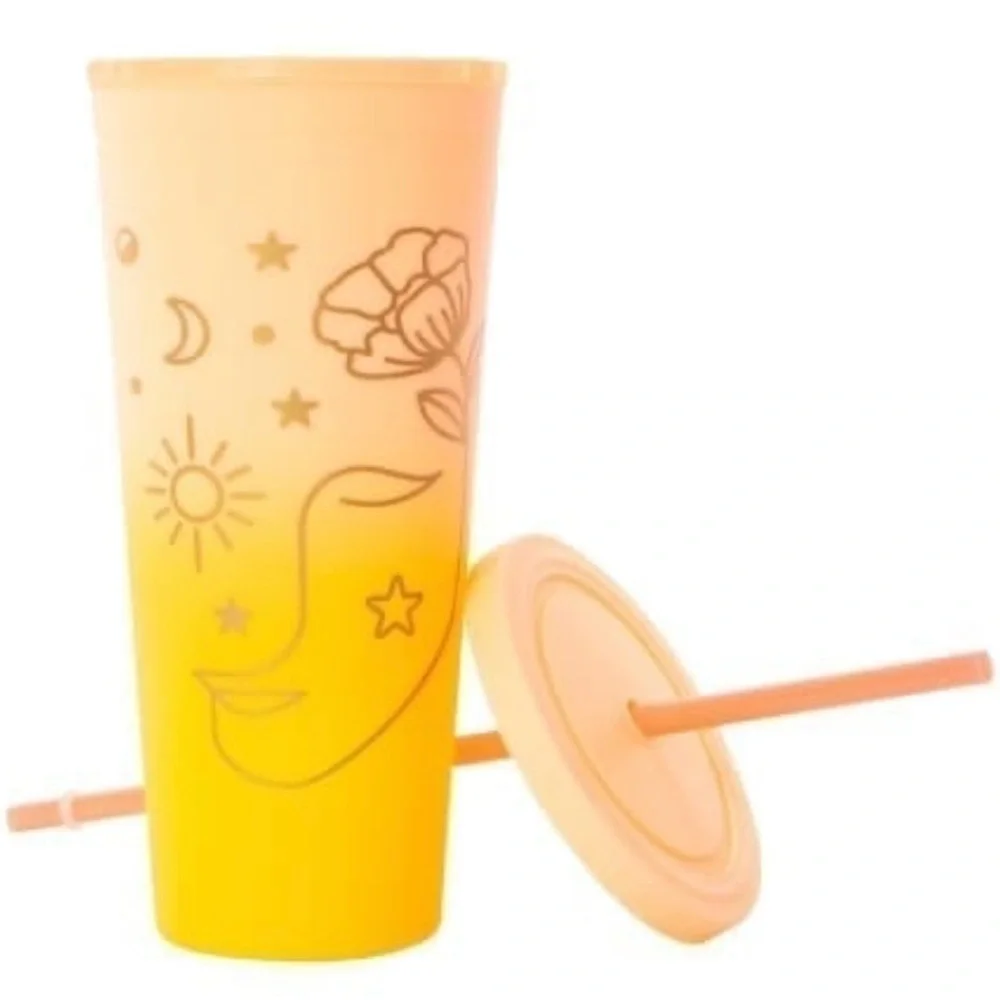 Vibrant Yellow Tumbler with Straw